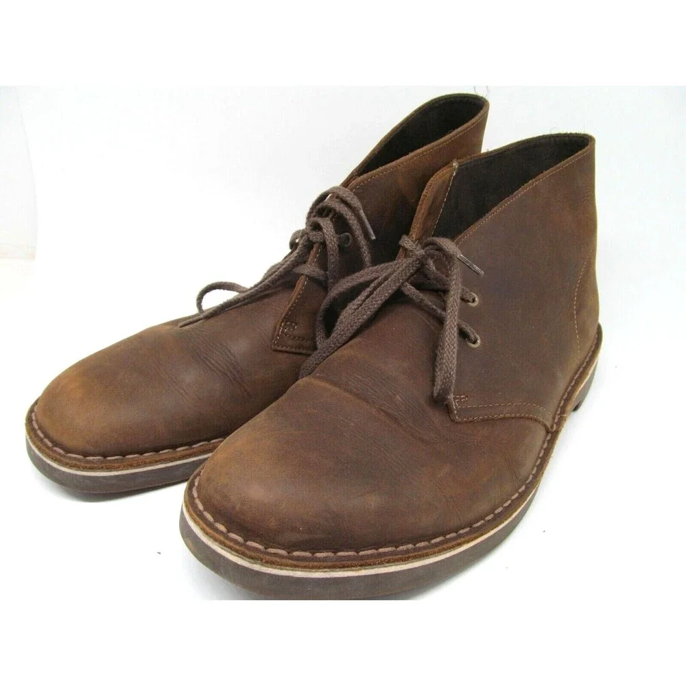 Clarks Bushacre Brown Leather 2-eye Chukka Boots Mens Size US 11.5 M  Made India